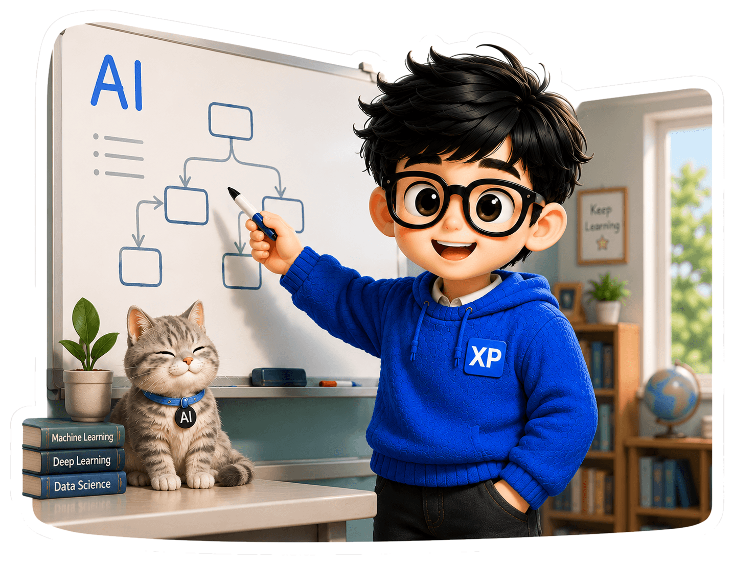XP Voingg 讲解 AI 学习流程的贴纸