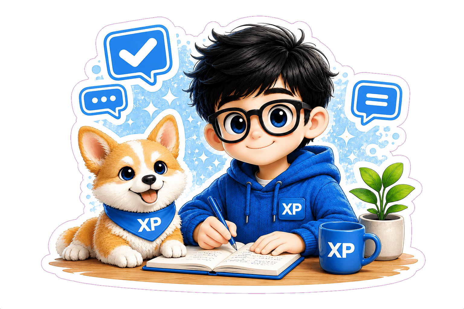 XP Voingg 与小狗一起记录故事的贴纸