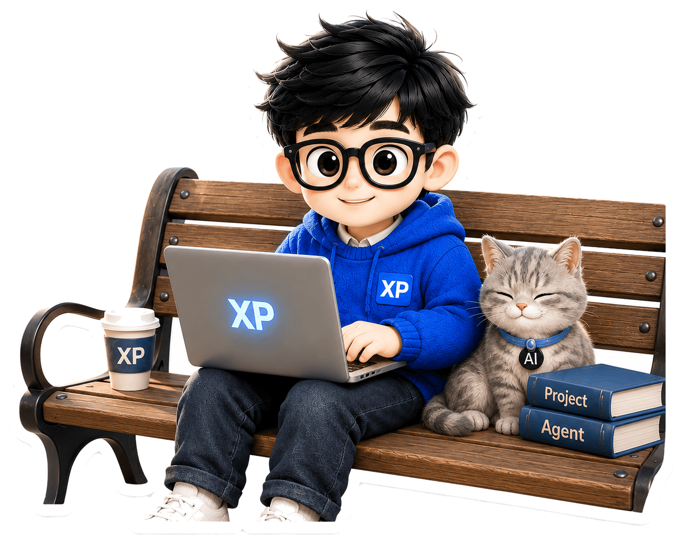 XP Voingg 在长椅上用电脑的贴纸