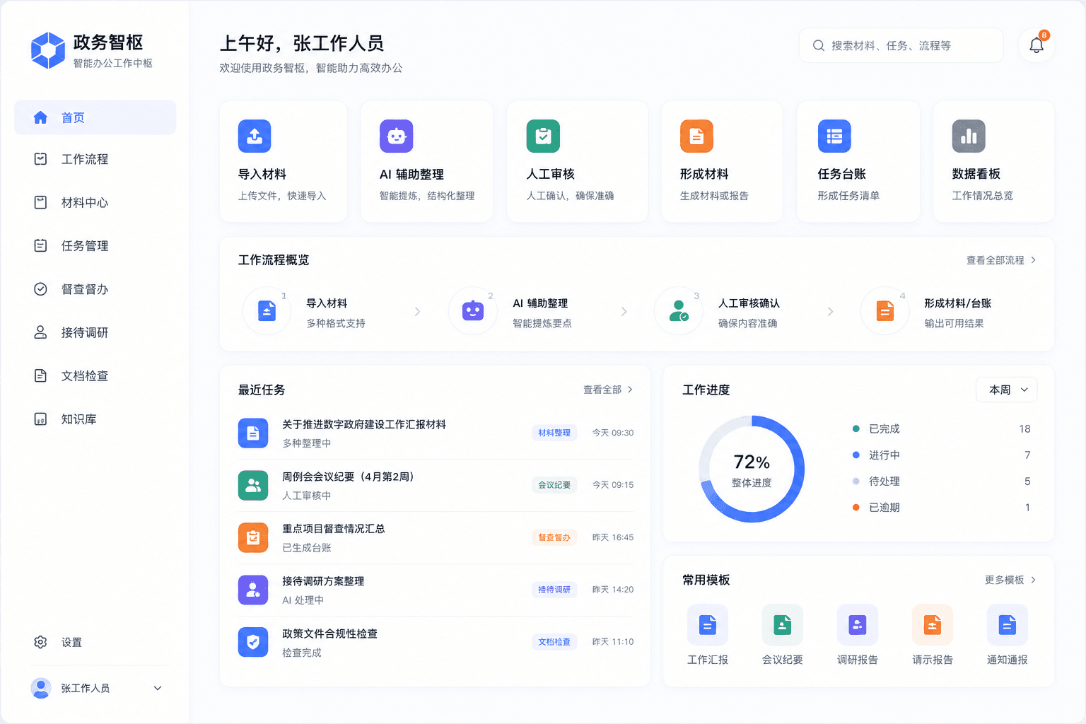政务智枢工作台演示界面